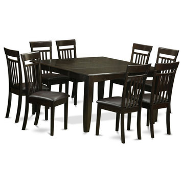 East West Furniture Parfait 9-piece Dining Set with Leather Seat in Cappuccino