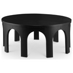 Meridian Furniture - Westfield Console Table, Black, 58" Wide, Black, 39"wide, Coffee Table - Finish off the look of your space with this beautiful Westfield black coffee table. Its rich black oak finish, oak veneer, and mixture of solid wood and MDF blend seamlessly in an art deco design. Ideal for entryways or living rooms, it offers both style and functionality with ample surface area and storage options. Take your decor to the next level with this statement piece that combines classic craftsmanship and modern sensibility, perfect for showcasing your personal style and enhancing any room's ambiance.
