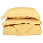 Blue Nile Mills - Striped 400-Thread Duvet Cover Set, Long-Staple Cotton, Twin, Gold - Description: