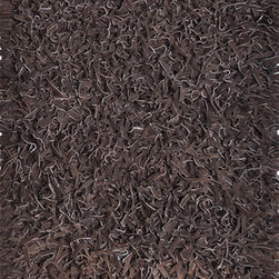Brown Leather Suede Shag 2' x 3' Rug - Area Rugs