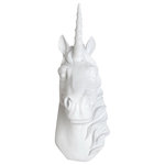 White Faux Taxidermy - Mini Faux Unicorn Head Wall Mount Sculpture, White - The Binx Unicorn Head Wall Mount