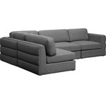 Meridian Furniture - Beckham Linen Textured Fabric 4-Piece Modular L-Shaped Sectional, Grey - Liven up your living space with this Beckham grey durable linen polyester fabric sectional. Its grey color complements any contemporary home decor, while its durable linen and polyester fabric upholstery provides you with a soft and comfortable place to sit. This sectional is modular, so you can create infinite configurations, which are easily attached using the attachment latch underneath. Its linen, wood, and foam construction guarantees stability for years to come.