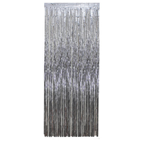 Silver Tinsel Christmas Window or Door Curtain 3'x8'