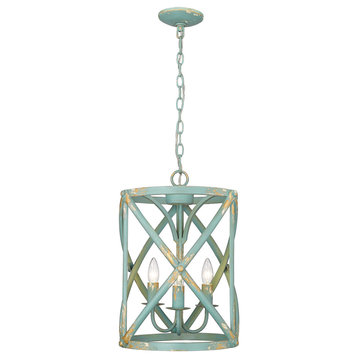 Alcott 3-Light Pendant, Teal With Antique Teal
