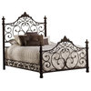 Bowery Hill Traditional Metal King Poster Bed in Antique Brown