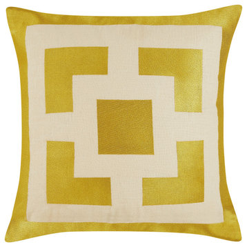 Palm Springs Block Gold Embroidered Pillow