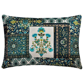 Blue Satin 12"x16" Lumbar Pillow Cover Satin, Persian - Vida