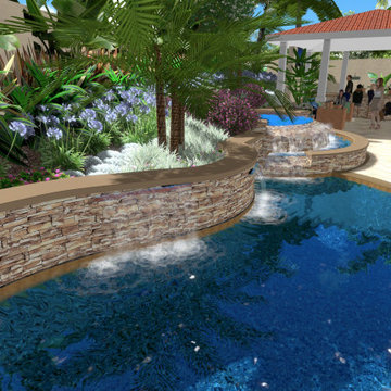 Backyard pool design presented in 3D
