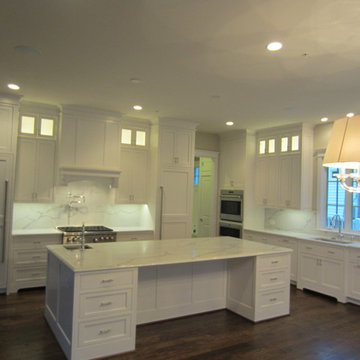 Calacatta Quartz Kitchen Counters & Full Height Splashes