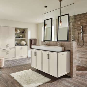 Homecrest Cabinetry: Modern Bathroom with Off-White Cabinets