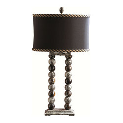 29" Tall Marble Table Lamp "Marvin", Taupe Gray and Espresso - Products
