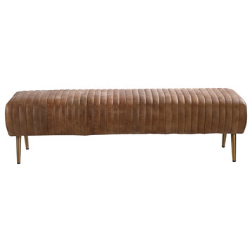 Moe's Home Collection Endora 16.5" Leather Open Road Bench in Cappuccino