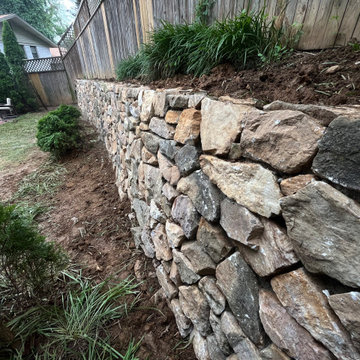 Large Bolder Granite Stone Retaining Wall in Chevy Chase MD