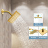 Dual Shower Heads Thermostatic Shower Faucet with Rough-in Valve, Brsuhed Gold, 12" & 6"