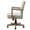 Swivel Office Task Chair With Nailhead Trim, Linen