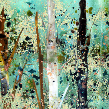 Abstract Birch Trees Kitchen Backsplash
