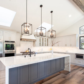 Friendly Hills Contemporary Coastal Kitchen and Dining Room Remodel in Whittier,