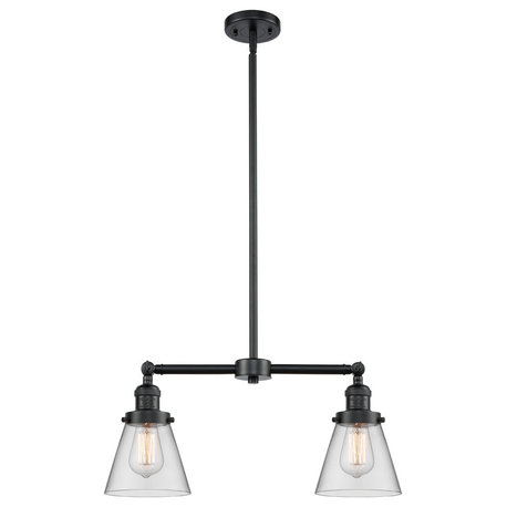 Small Cone 2-Light LED Chandelier, Oil Rubbed Bronze, Glass: Clear