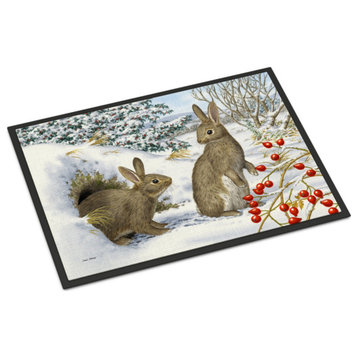 Asa2181Mat Winter Rabbits Indoor Or Outdoor Mat, 18"x27", Multicolor