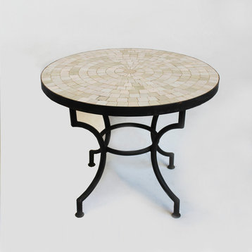 Round Mosaic Tile Side Table, 24"