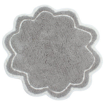 Allure Collection Absorbent Cotton Machine Washable Rug 30" Round, Gray