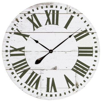 Lisette French Country Wall Clock With Shiplap Face
