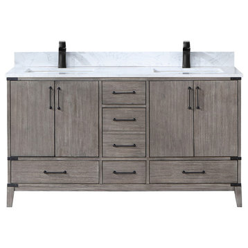 Zaragoza Bath Vanity with Stone Countertop, Classical Grey, 60'', Without Mirror
