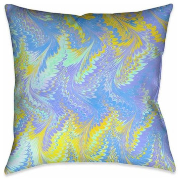 Bright Lavender Yellow Marble Decorative Pillow, 18"x18"