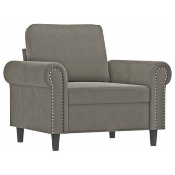 vidaXL Sofa Accent Living Room Single Sofa Chair with Armrest Light Gray Velvet