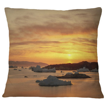 Huge Icebergs On Arctic Ocean Seascape Throw Pillow, 16"x16"