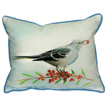 Mockingbird and Berries Large Pillow