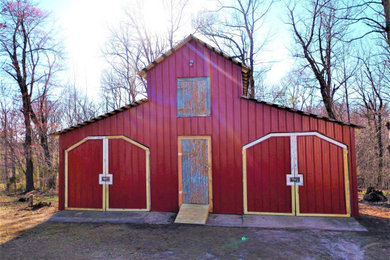 Red Siding and Rustic Features
