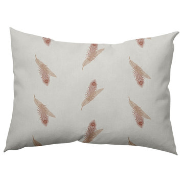 Feather Stripe Decorative Throw Pillow, Basswood Brown, 14"x20"