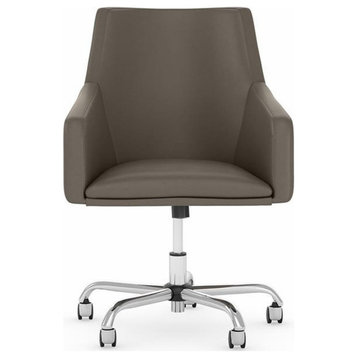 Echo Mid Back Leather Box Chair in Washed Gray