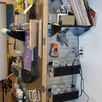 A creative metal pegboard cabinet! | Industrial Tool Board | Pinterest