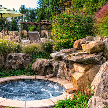 Basking Ridge NJ, Natural Poolscape with Outdoor Fireplace