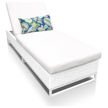TK Classic Miami Wicker Patio Chaise Lounge in White