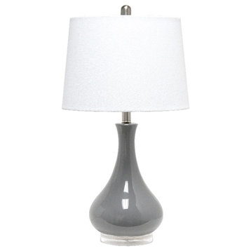Elegant Designs Ceramic Tear Drop Shaped Table Lamp Gray