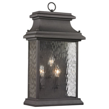 Forged Provincial 3-Light Outdoor Sconce, Charcoal
