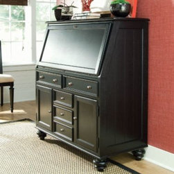 American Drew 919-945 Drop Lid Desk Station Camden - Black - Desks And Hutches