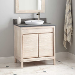 30" BECKER TEAK VANITY FOR SEMI-RECESSED SINK - WHITEWASH - Bathroom Vanities And Sink Consoles