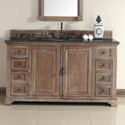 60 inch Cottage Bathroom Vanity Tropical Brown Marble Top - Bathroom Vanities And Sink Consoles