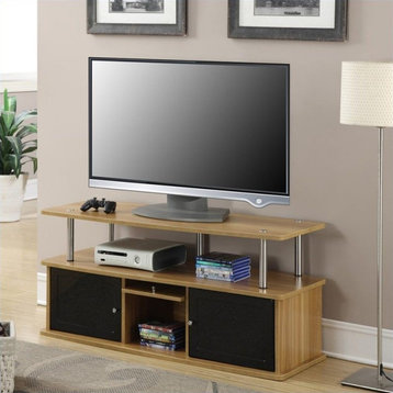 Designs2Go 47" TV Stand with Three Cabinets in Off White Light Oak Wood Finish