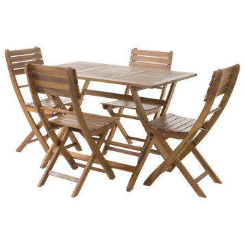 GDF Studio Vicaro Outdoor Acacia Wood Foldable Dining Set
