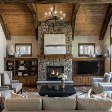 Living Room With Fireplace And Bookshelves