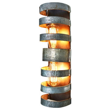 Double Wine Barrel Wall Sconce - Totem - Made from retired CA wine barrels