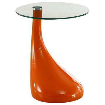 Manhattan Comfort Lava 19.7" Glass Top Accent Table, Orange