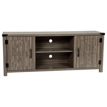 Ayrith Modern Farmhouse Barn Door TV Stand for TV's up to 65", Gray Wash