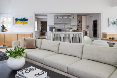 Living room - coastal living room idea in Chicago