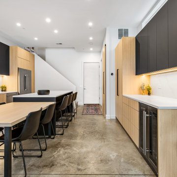Sophisticated matte black and warm rift cut oak collision